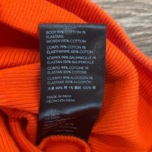 Maeve by Anthropologie Puff Sleeved Ribbed V-neck Top Women's Size Small Orange - Picture 6 of 7